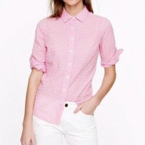 J. Crew Pink Gingham "The Perfect Shirt" (Size S)